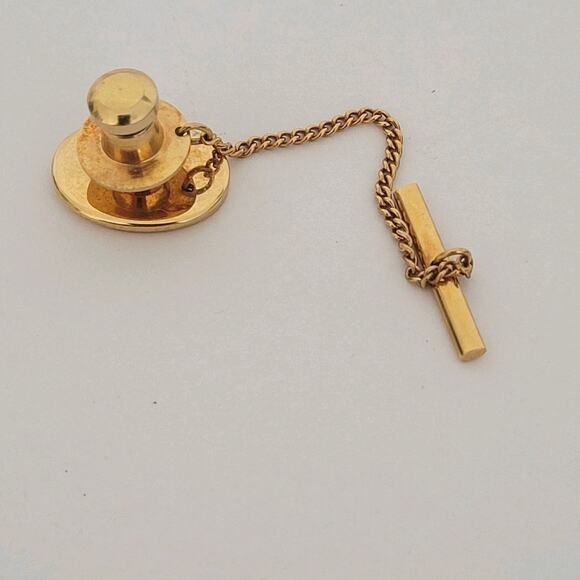 Christian Dior Tie Necktie Pin Clasp Gold Tone Logo Oval Vintage Small Logo - Picture 3 of 5